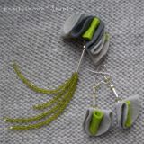 Broszka z kolczykami - Popielaty Kwiat RIMANIS